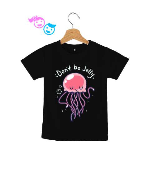 Jellyfish - Sevimli Denizanası Siyah Çocuk Unisex