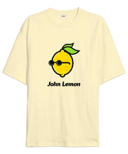 John Lemon V1 Krem Oversize Unisex Tişört