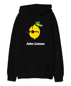 John Lemon V1 Siyah Oversize Unisex Kapüşonlu Sweatshirt