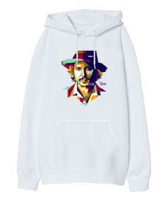 Johnny Deep Tasarım Baskılı Oversize Unisex Kapüşonlu Sweatshirt