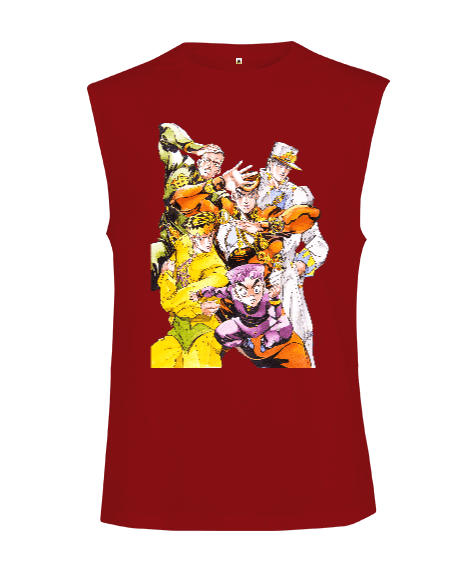 Tisho - JoJos Bizarre Adventure Anime Baskılı Kesik Kol Unisex Tişört