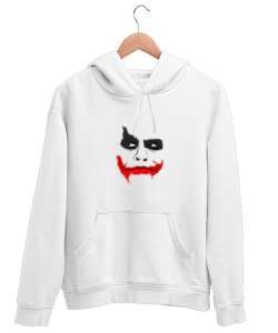 Joker Beyaz Unisex Kapşonlu Sweatshirt