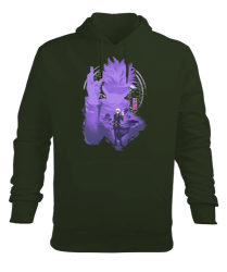 Jujutsu Kaisen GOJO SATORU Anime Tasarım Baskılı Haki Yeşili Erkek Kapüşonlu Hoodie Sweatshirt