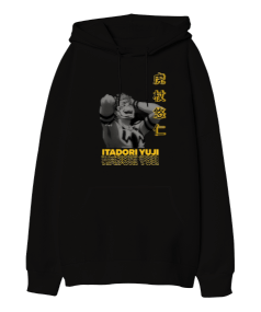 Jujutsu Kaisen Yuji Itadori Anime Tasarım Baskılı Oversize Unisex Kapüşonlu Sweatshirt