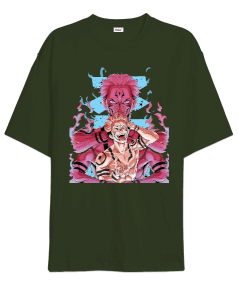 Jujutsu Kaisen Yuji Itadori Anime Tasarım Baskılı Oversize Unisex Tişört