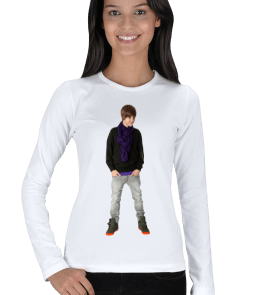 Justen Bieber Hayran T-shirt Bayan Kadın Uzun Kol