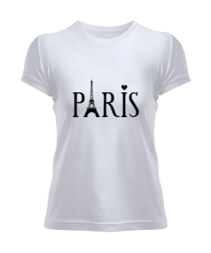 Kadın Kısa Kol Paris Yazılı Tshirt Kadın Tişört Kadın Tişört