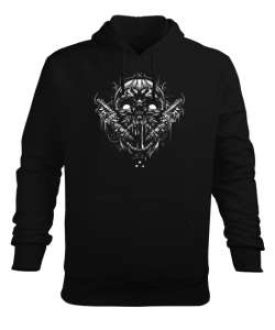 Kafatası Dövme - Tatto Skull Siyah Erkek Kapüşonlu Hoodie Sweatshirt