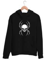 Kafatası Örümcek - Skull Siyah Unisex Kapşonlu Sweatshirt - Thumbnail