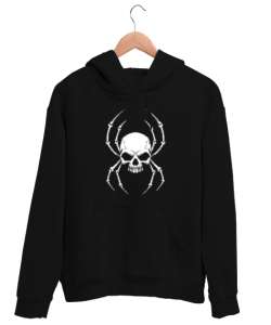 Kafatası Örümcek - Skull Siyah Unisex Kapşonlu Sweatshirt