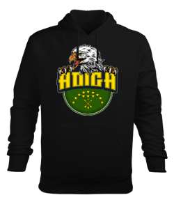 Kafkas,Çerkes,Kafkas,Çerkes Bayrağı, adiga logosu. Siyah Erkek Kapüşonlu Hoodie Sweatshirt