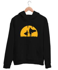 Kahraman Baba ve Çocuk Siyah Unisex Kapşonlu Sweatshirt