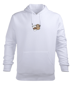 Kahve baskılı Erkek Kapüşonlu Hoodie Sweatshirt