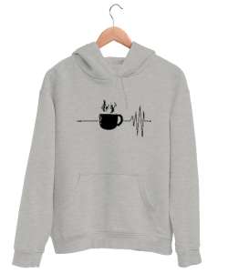 Kahve Önce ve Sonra - Coffee Gri Unisex Kapşonlu Sweatshirt