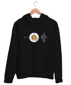 Kahve Önce ve Sonra - Coffee Siyah Unisex Kapşonlu Sweatshirt