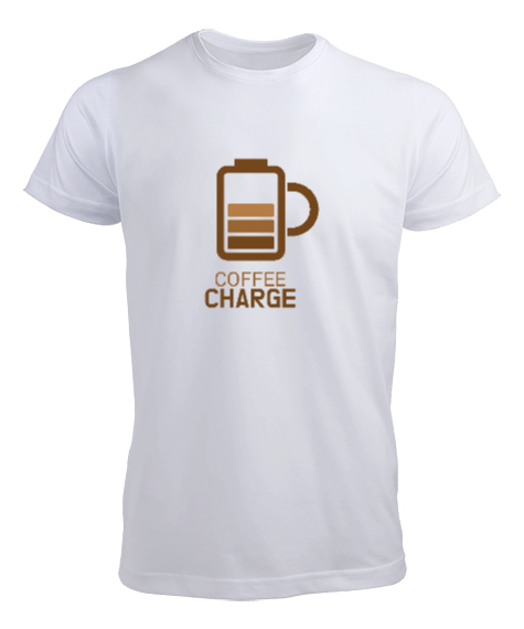 Tisho - Kahve ŞArjı - Coffee Charge Beyaz Erkek Tişört