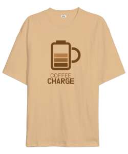 Kahve ŞArjı - Coffee Charge Camel Oversize Unisex Tişört