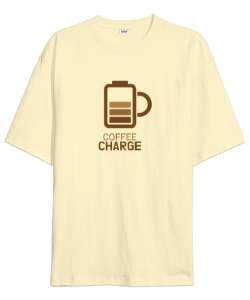 Kahve ŞArjı - Coffee Charge Krem Oversize Unisex Tişört