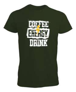 Kahve ve Enerji Haki Yeşili Erkek Tişört