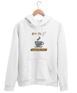 Kahve ve Süt Enerji Formülü - Coffee Milk Beyaz Unisex Kapşonlu Sweatshirt