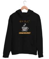 Kahve ve Süt Enerji Formülü - Coffee Milk Siyah Unisex Kapşonlu Sweatshirt - Thumbnail