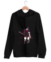 Kakkoii Anime Baskılı Siyah Unisex Kapşonlu Sweatshirt - Thumbnail