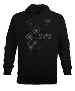 Kaldırım Mühendisliği Siyah Erkek Kapüşonlu Hoodie Sweatshirt