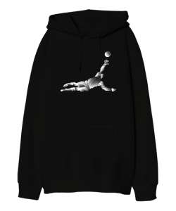 Kaleci - Futbol Siyah Oversize Unisex Kapüşonlu Sweatshirt