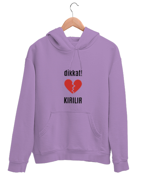 Tisho - Kalp Lila Unisex Kapşonlu Sweatshirt