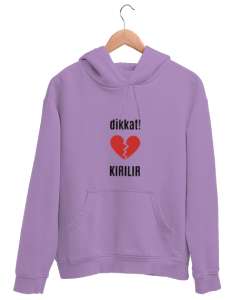 Kalp Lila Unisex Kapşonlu Sweatshirt