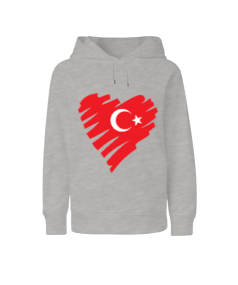 Kalp şeklinde Türkiye baskılı erkek Çocuk Unisex Hoodie Kapüşonlu