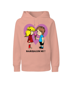 Kalp ve çocuklar baskılı kız Çocuk Unisex Hoodie Kapüşonlu