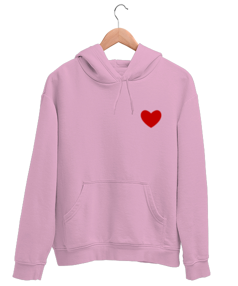 Tisho - Kalpli Pembe Unisex Kapşonlu Sweatshirt