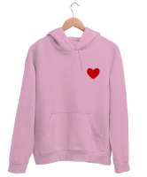 Kalpli Pembe Unisex Kapşonlu Sweatshirt - Thumbnail