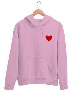 Kalpli Pembe Unisex Kapşonlu Sweatshirt