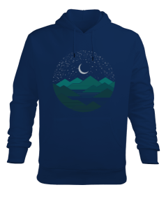 Kamp - Outdoor Gece Manzarası Erkek Kapüşonlu Hoodie Sweatshirt