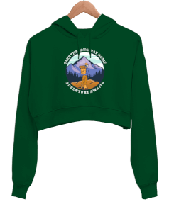 KAMP SEVGİSİ Kadın Crop Hoodie Kapüşonlu Sweatshirt