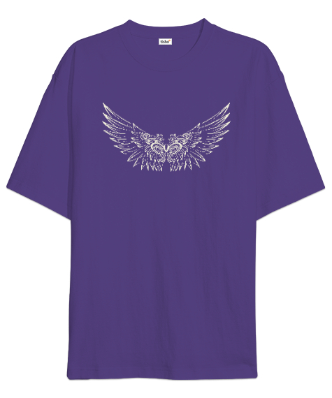 Tisho - Kanatlar - Wings Mor Oversize Unisex Tişört