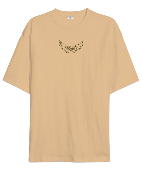 Tisho - Kanatlar - Wings - Sırt Baskılı Camel Oversize Unisex Tişört