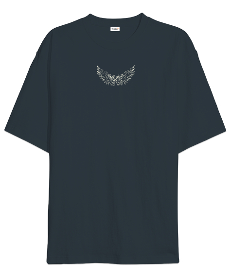 Tisho - Kanatlar - Wings - Sırt Baskılı Füme Oversize Unisex Tişört