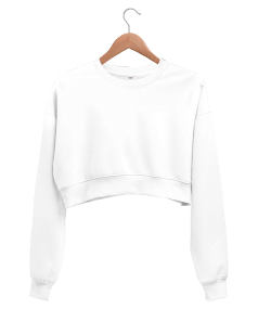 Kanatlı Kalp Desenli Kadın Crop Sweatshirt arka yüzeyde Kadın Crop Sweatshirt