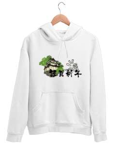 Kaplan Beyaz Unisex Kapşonlu Sweatshirt