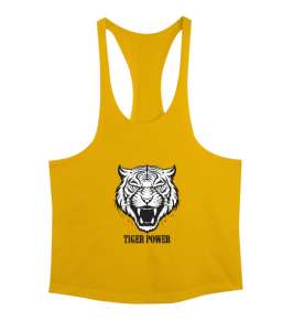 Kaplan Gücü Fitness Motivasyon Sarı Erkek Tank Top Atlet