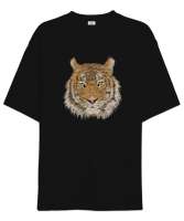 Kaplan - Tiger Siyah Oversize Unisex Tişört - Thumbnail