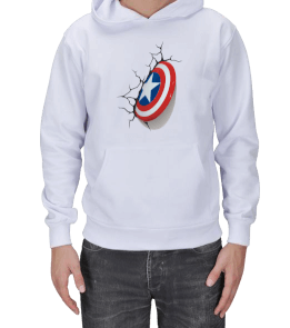 Kaptan Amerika Sweatshirt Erkek Kapşonlu