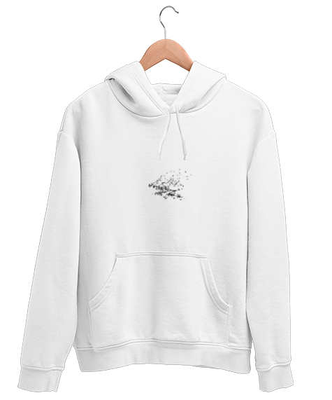 Tisho - kara kalem çizim Beyaz Unisex Kapşonlu Sweatshirt