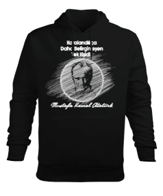 Karaladıkça Belirginleşen Tek Kişidir Mustafa Kemal Atatürk Kapşonlu Sweatshirt Siyah Erkek Kapüşonlu Hoodie Sweatshirt