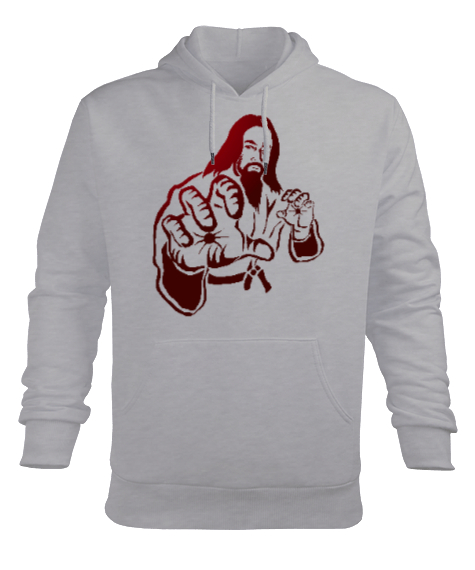 Karate Master Gri Erkek Kapüşonlu Hoodie Sweatshirt