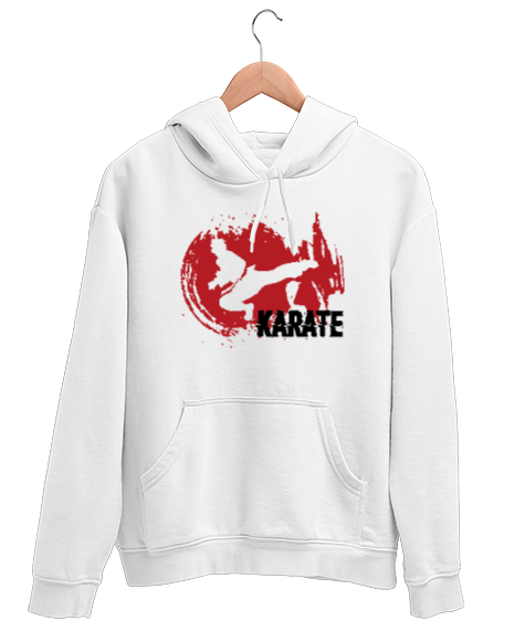 Tisho - Karate - Spor V10 Beyaz Unisex Kapşonlu Sweatshirt