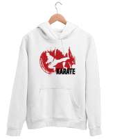 Karate - Spor V10 Beyaz Unisex Kapşonlu Sweatshirt - Thumbnail